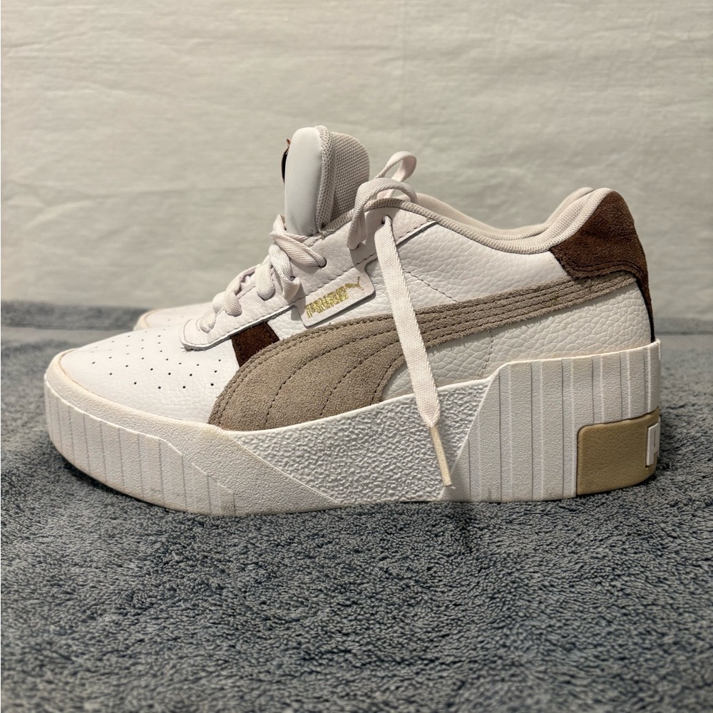 Puma White and Brown Casual Sneakers - Picture 5 of 6